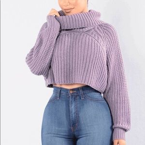 Fashion Nova Lavender Crop Sweater
